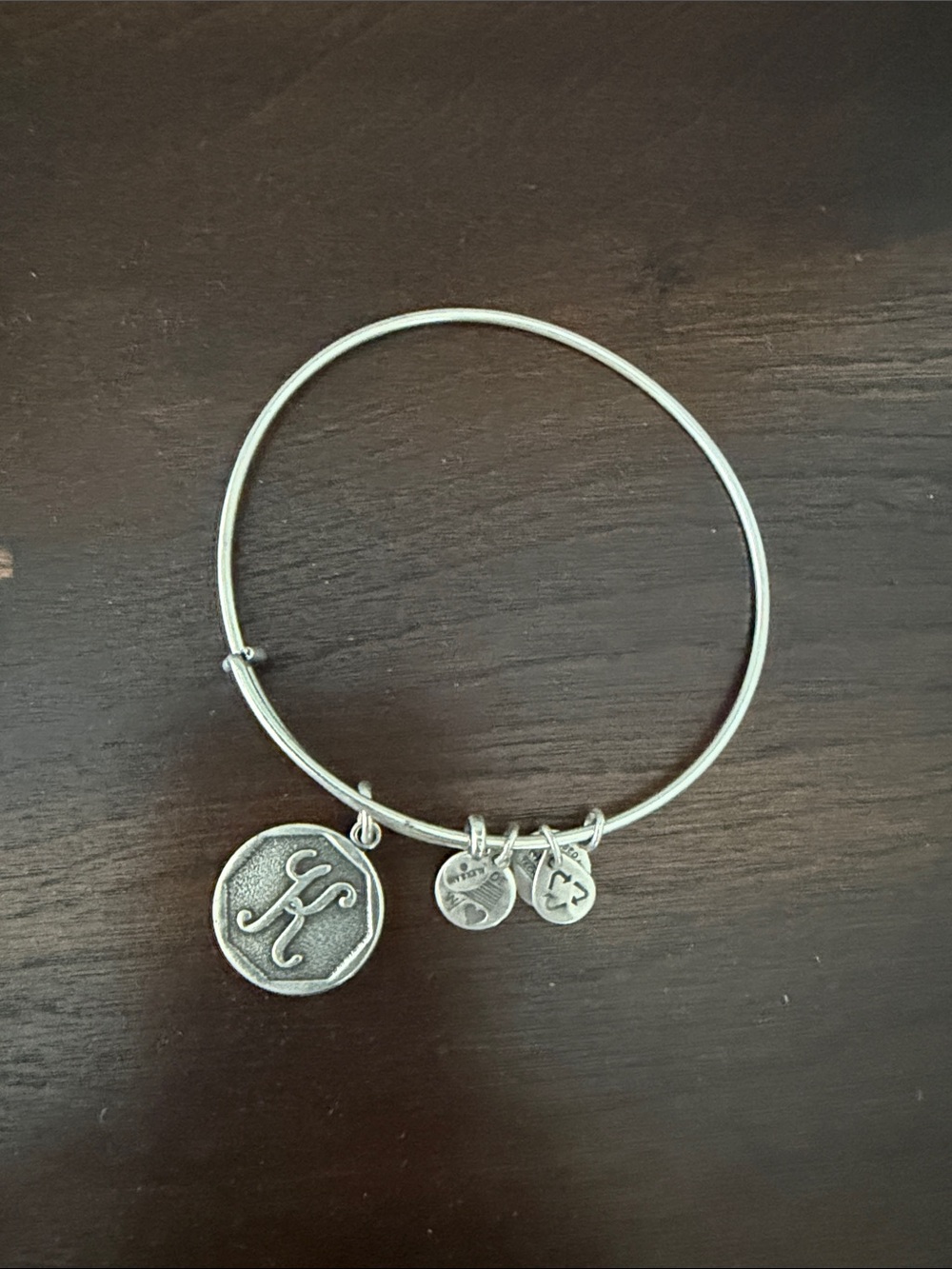 Alex and Ani Silver Initial Charm Bangle Bracelet - Letter K